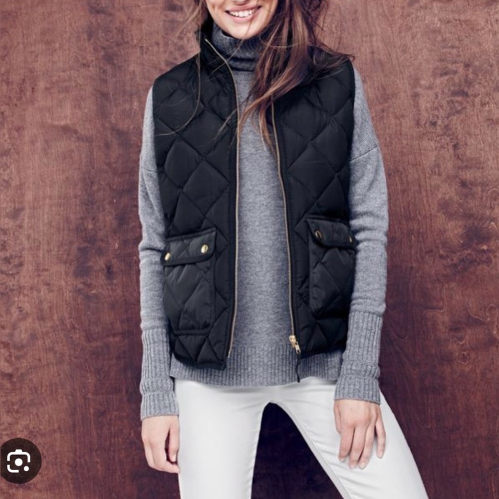 J. Crew Black Excursion Diamond Quilted Puffer Vest Small